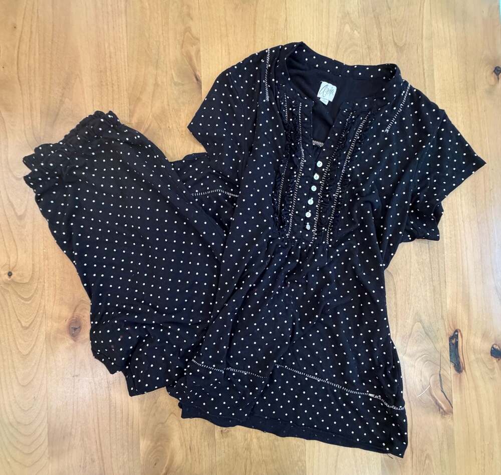 Aria Women's Black and White Polka Dot Pajama Set